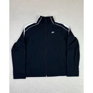 Nike Track Jacket Youth Large 12/14 Black Full Zip Stripe Athletic NikeFITDRY